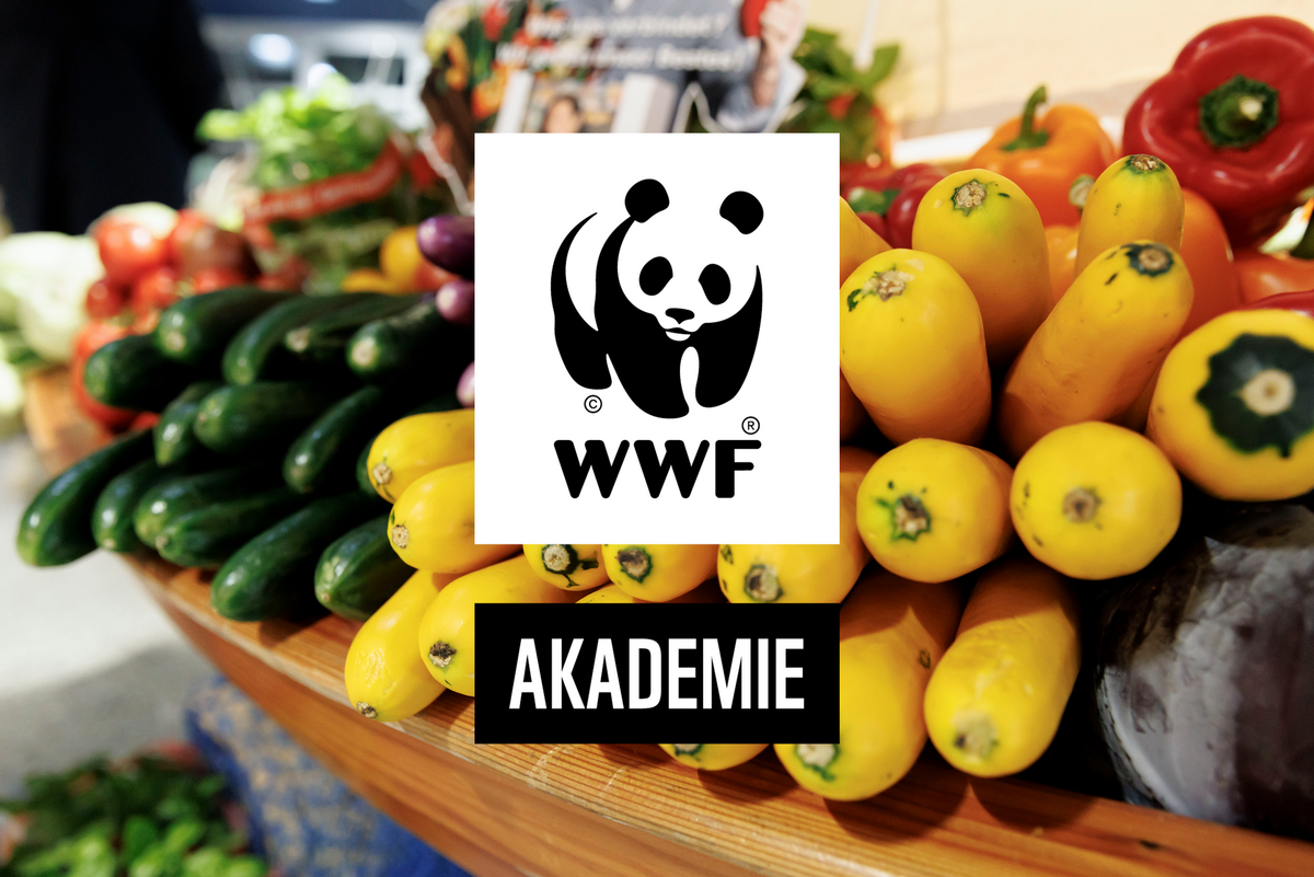 Bild zum WWF-Kurs zur nachhaltigen Ernährung, Gemüse und davor das WWF-Logo